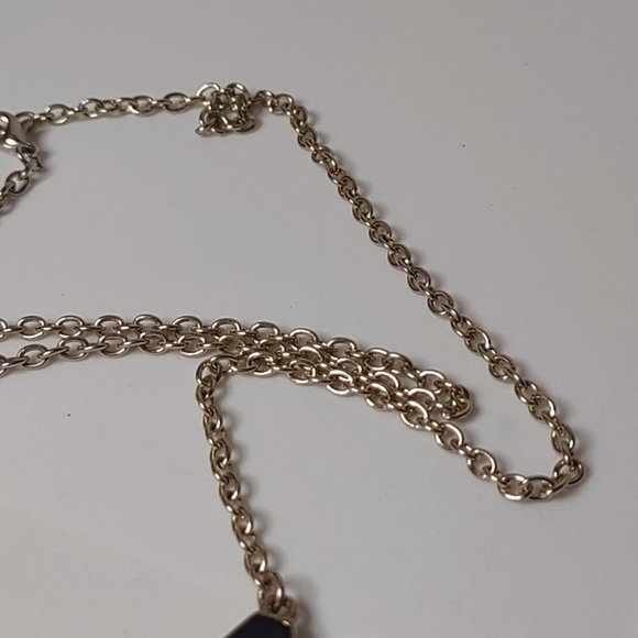 Off White, Blue, And Black Triangle Pendant Necklace Adjustable 23.5" To 25.5" - Picture 4 of 12